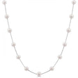 Cultured Freshwater Pearl Station Necklace 14K White Gold 5.5-6mm