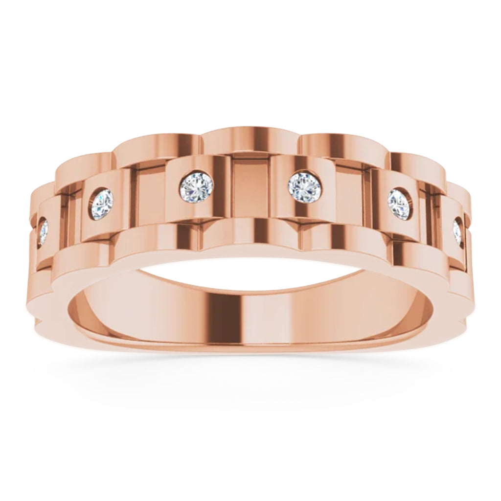 Natural Diamond Chain Link Ring 14K Rose Gold (0.25ct)