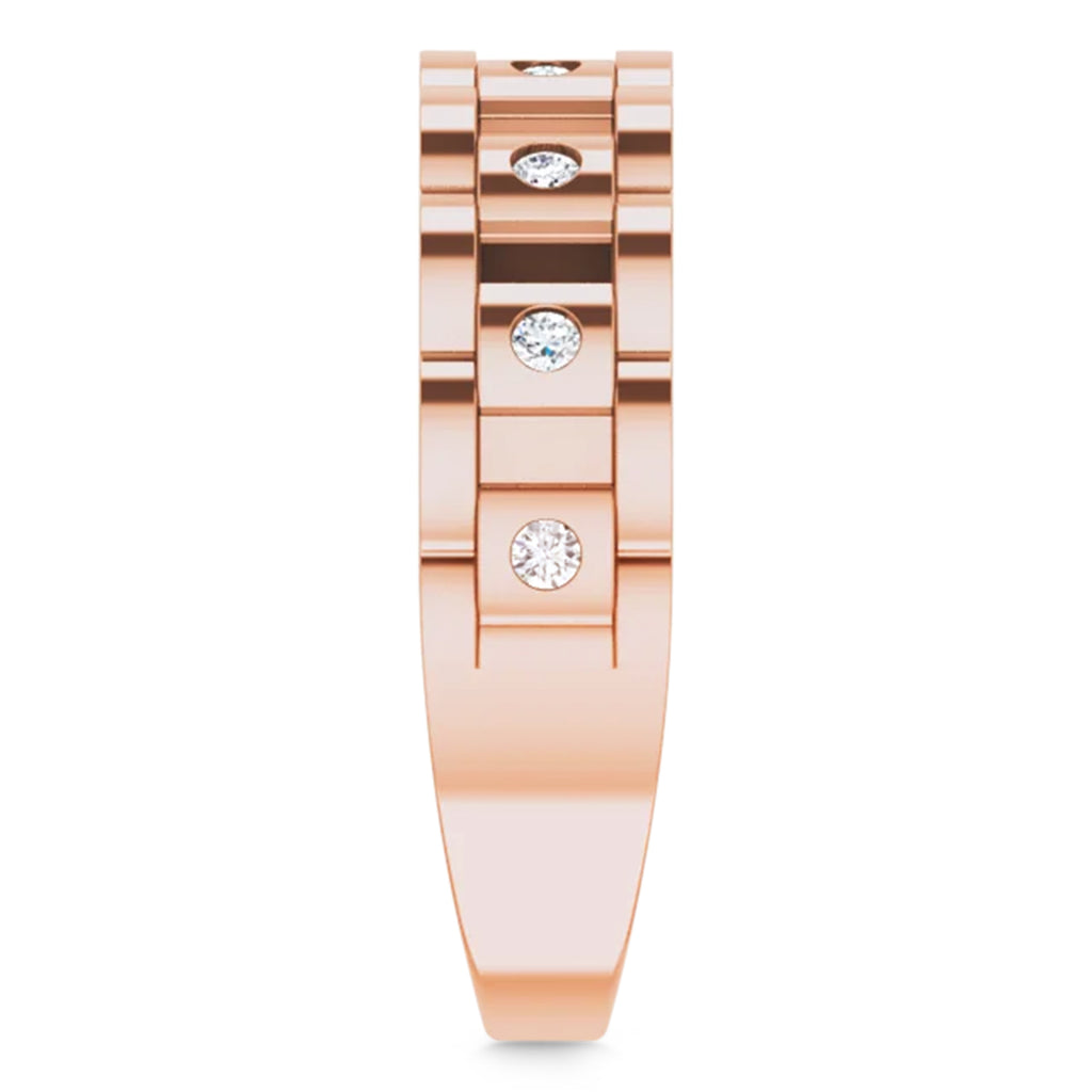 Natural Diamond Chain Link Ring 14K Rose Gold (0.25ct)