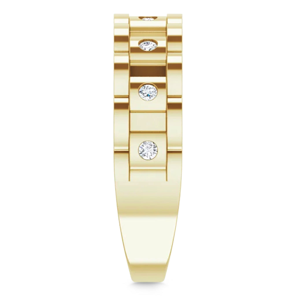 Natural Diamond Chain Link Ring 14K Yellow Gold (0.25ct)