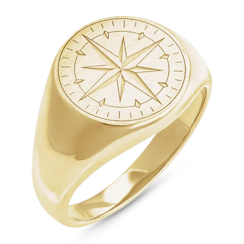 Compass Signet Ring 14K Yellow Gold