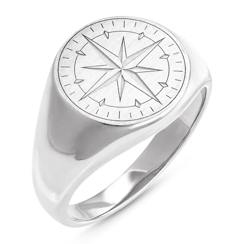 Compass Signet Ring Sterling Silver