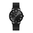 Allurez Mens Black Stainless Steel Mesh Bracelet Watch
