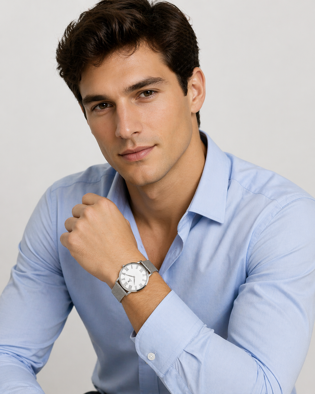 Allurez Men's Stainless Steel Mesh Bracelet Watch