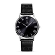 Allurez Men's Stainless Steel Leather Strap Watch