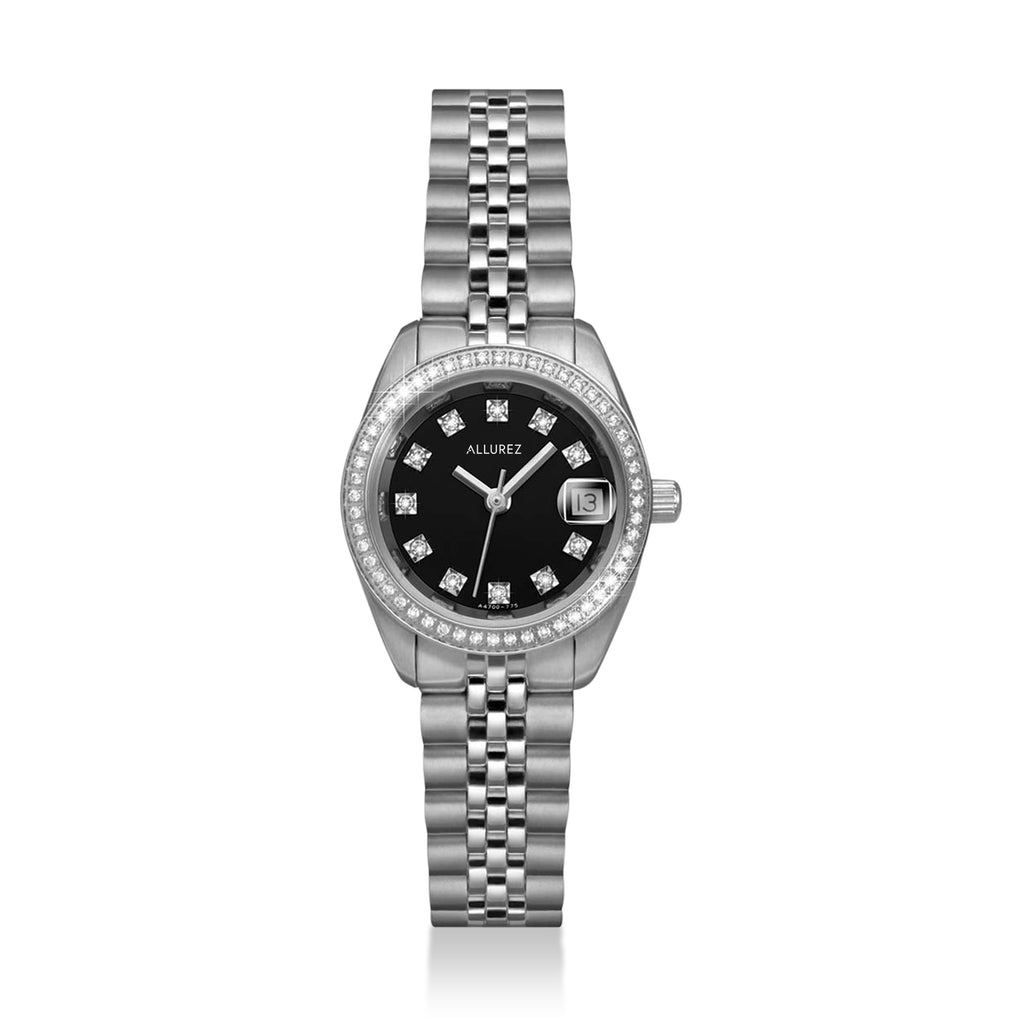 Allurez Womens Diamond Stainless Steel Bracelet Watch