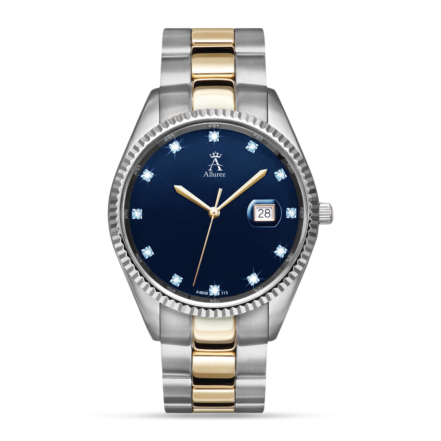 Blue Sapphire Diamond 3.37 Tcw Unisex Luxury Watch Sapphire Numeral Dial Diamond Simulant Watch - Silver – Adamans main image 3