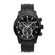 Allurez Men's Black Chronograph Rubber Strap Watch