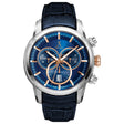 Allurez Men's Swiss Chronograph Blue Dial Luminous Leather Watch