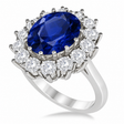 Oval Blue Sapphire & Diamond Accented Ring 14k White Gold (5.40ctw)