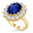 Oval Blue Sapphire & Diamond Accented Ring 18k Yellow Gold (5.40ctw)