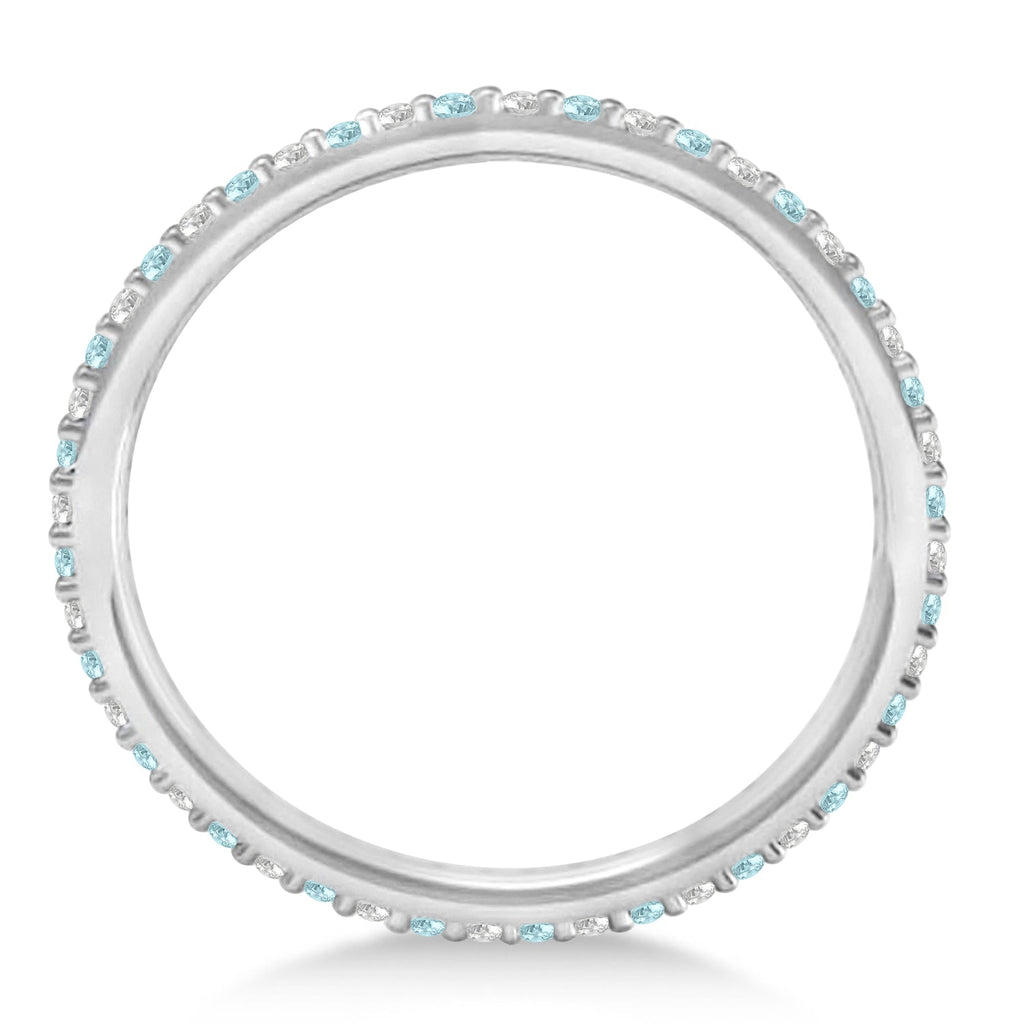 Petite white-gold aquamarine and diamond eternity band, original true edge-on side profile