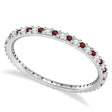 Petite Diamond & Garnet Eternity Wedding Band 14k White Gold (0.25ct)