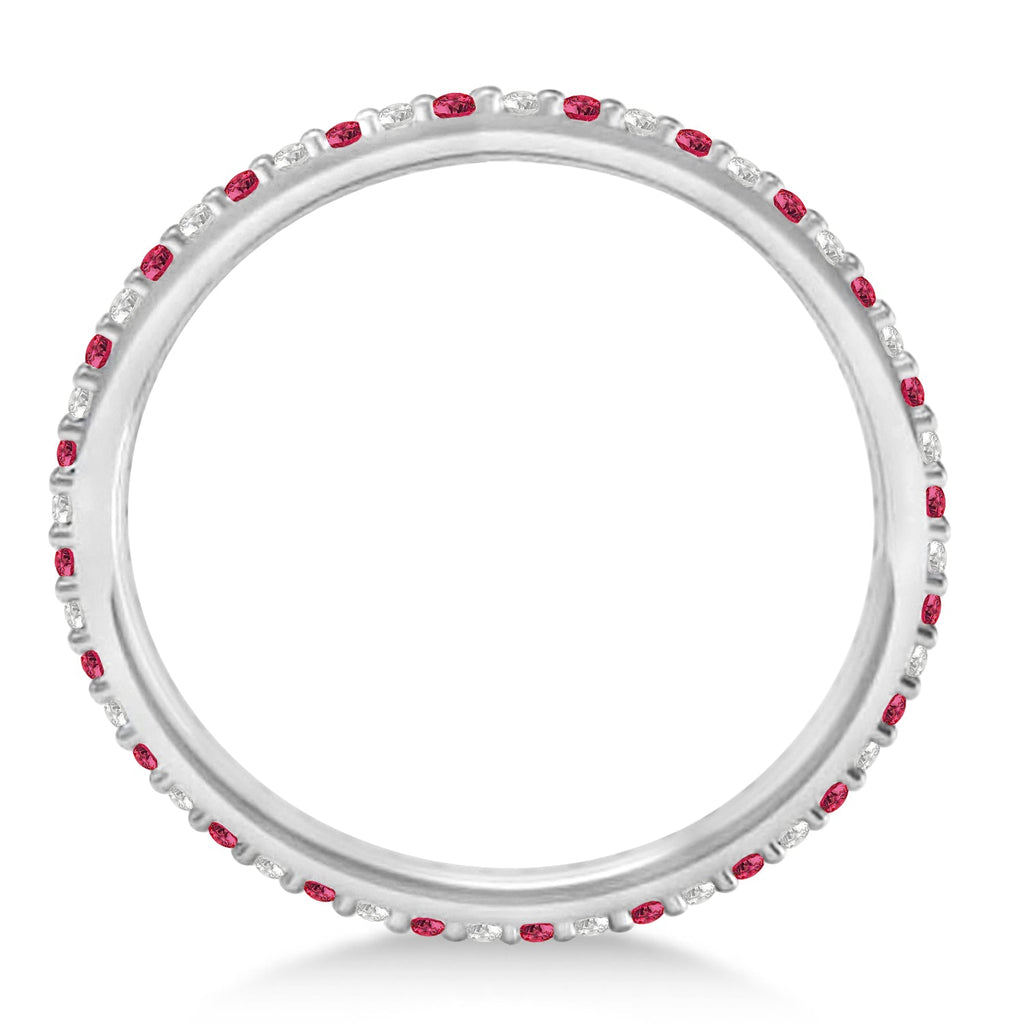 1.5mm ruby and diamond white gold eternity band, true side profile