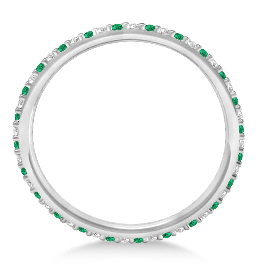 1.5mm emerald and diamond white gold eternity band, true side profile