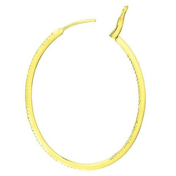 Inside-Outside Pave Oval Diamond Hoop Earrings 14k Yellow Gold (0.50ct)