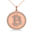 Small Diamond Bitcoin Pendant Necklace 14k Rose Gold (0.70ct)