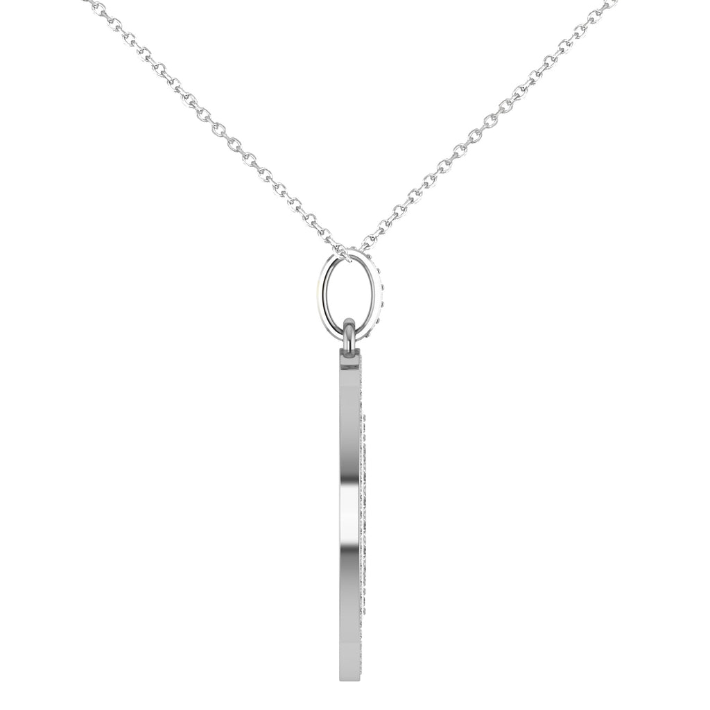 Small Diamond Bitcoin Pendant Necklace 14k White Gold (0.70ct)