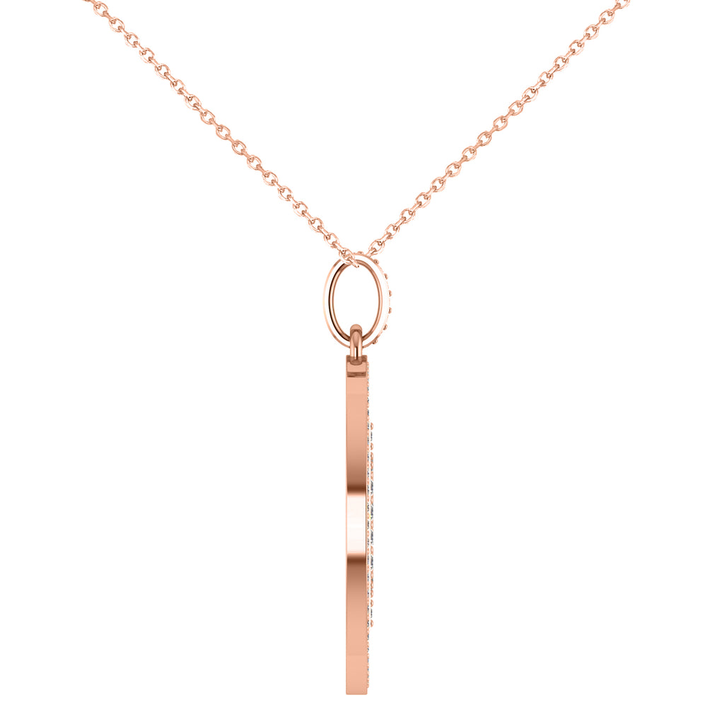 Small Diamond Bitcoin Pendant Necklace 18k Rose Gold (0.70ct)