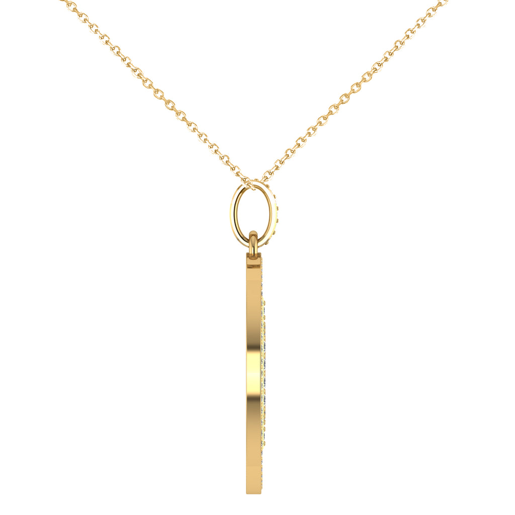 Small Diamond Bitcoin Pendant Necklace 18k Yellow Gold (0.70ct)