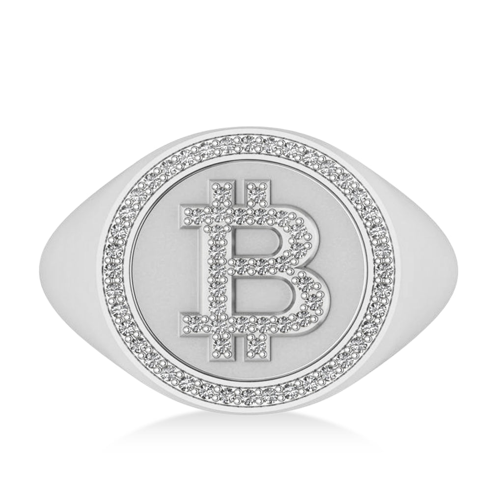 Diamond Cryptocurrency Bitcoin Men's Ring 14k White Gold (0.34ct)