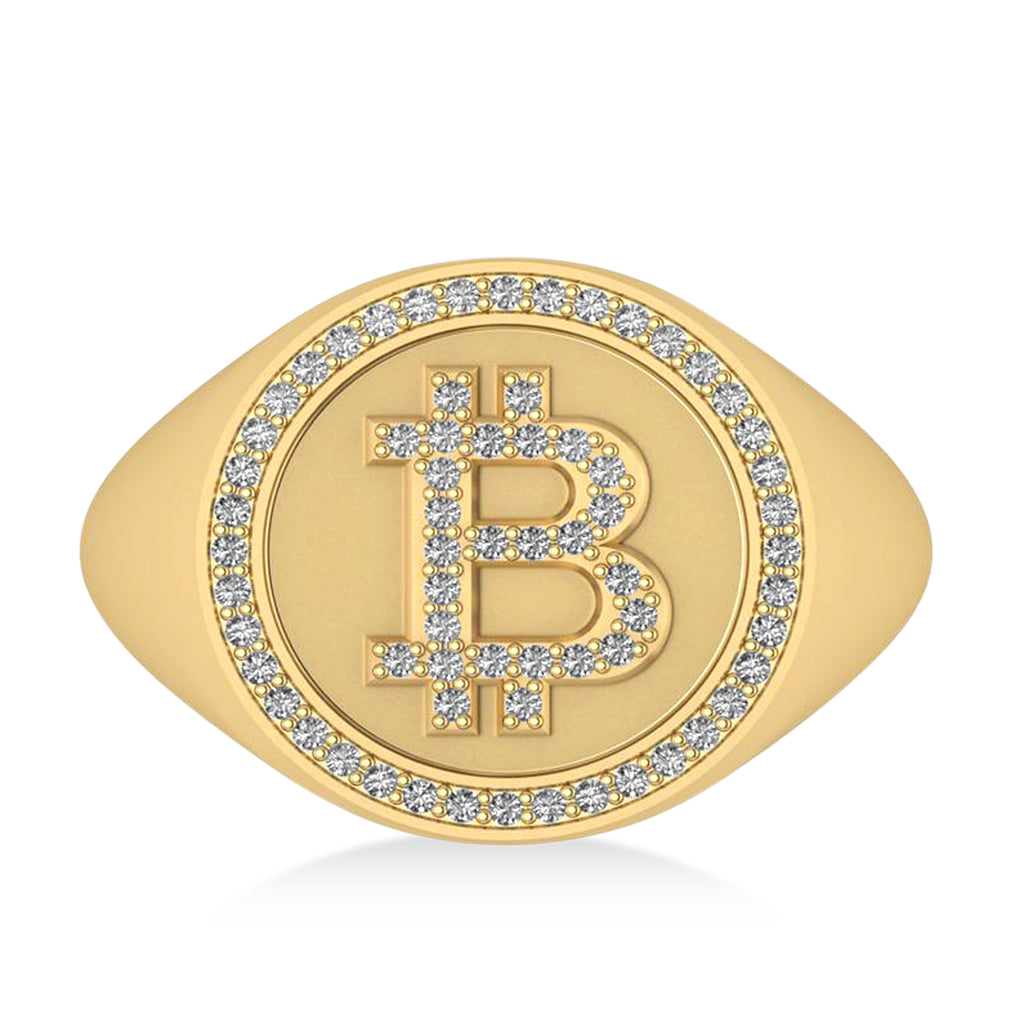 Diamond Cryptocurrency Bitcoin Men's Ring 18k Yellow Gold (0.34ct)