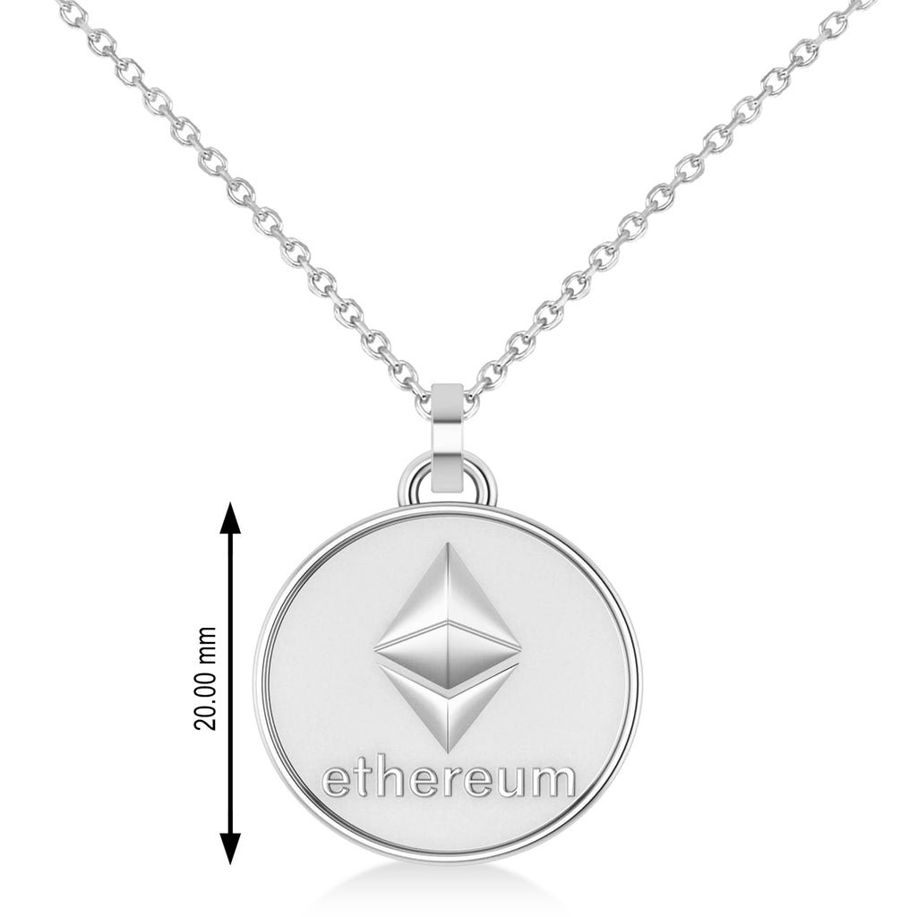 Cryptocurrency Ethereum Pendant Necklace With Bail 14k White Gold