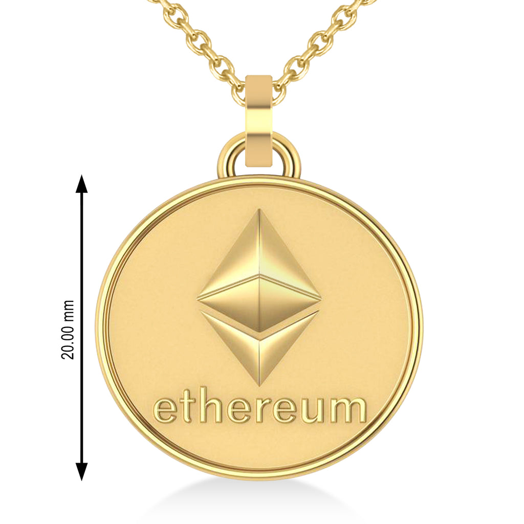 Cryptocurrency Ethereum Pendant Necklace With Bail 18k Yellow Gold