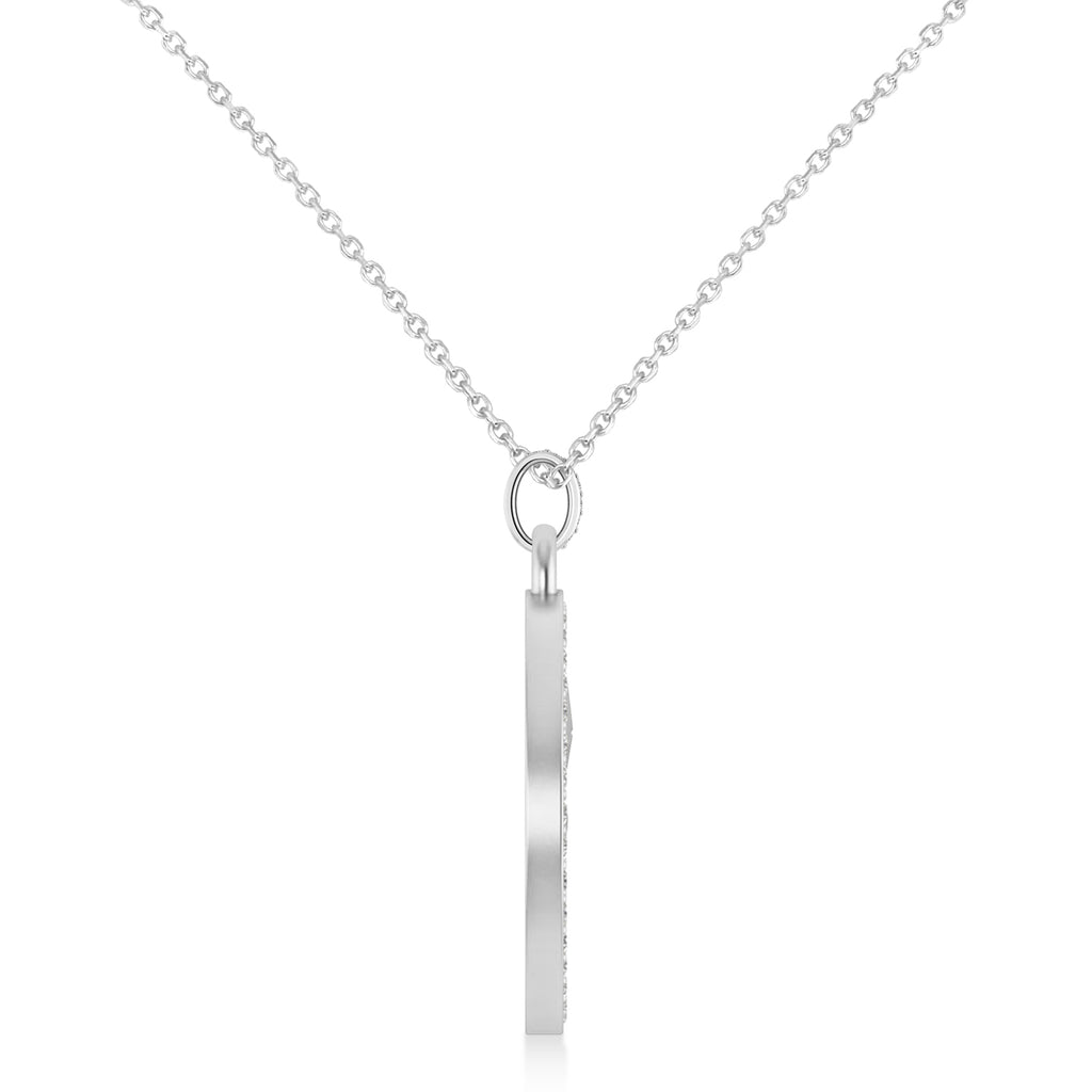 Diamond Cryptocurrency Ethereum Pendant Necklace With Bail 14k White Gold (0.44ct)