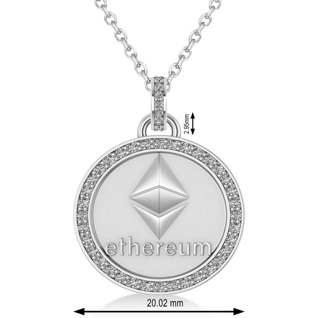 Diamond Cryptocurrency Ethereum Pendant Necklace With Bail 18k White Gold (0.44ct)
