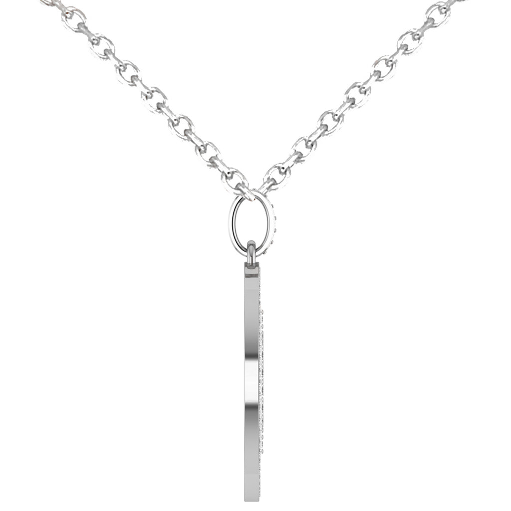 Large Diamond Bitcoin Pendant Necklace 14k White Gold (1.21ct)