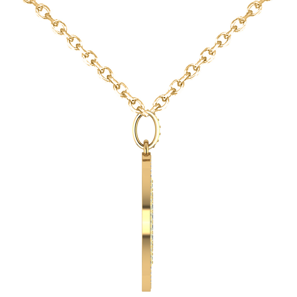 Large Diamond Bitcoin Pendant Necklace 14k Yellow Gold (1.21ct)