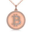 Large Diamond Bitcoin Pendant Necklace 18k Rose Gold (1.21ct)