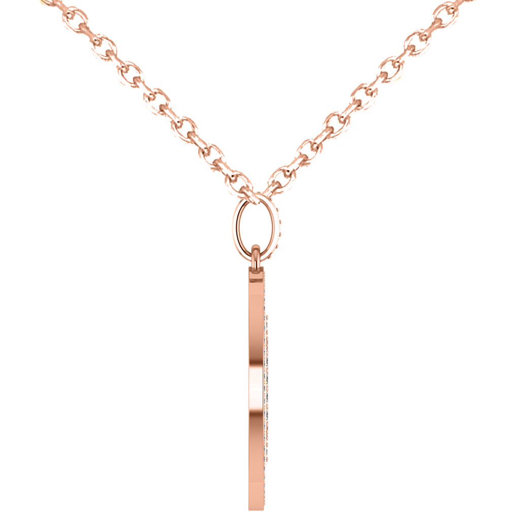 Large Diamond Bitcoin Pendant Necklace 18k Rose Gold (1.21ct)