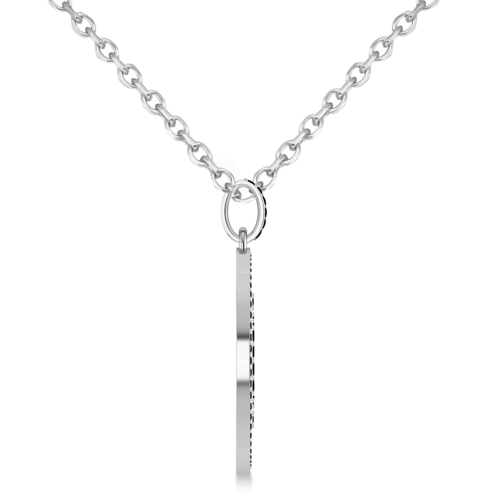 Large Black Diamond Bitcoin Pendant Necklace 14k White Gold (1.21ct)