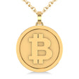 Large Cryptocurrency Bitcoin Pendant Necklace 14k Yellow Gold