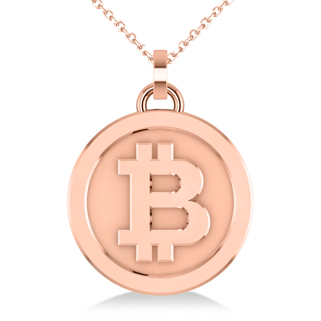 Medium Cryptocurrency Bitcoin Pendant Necklace 18k Rose Gold