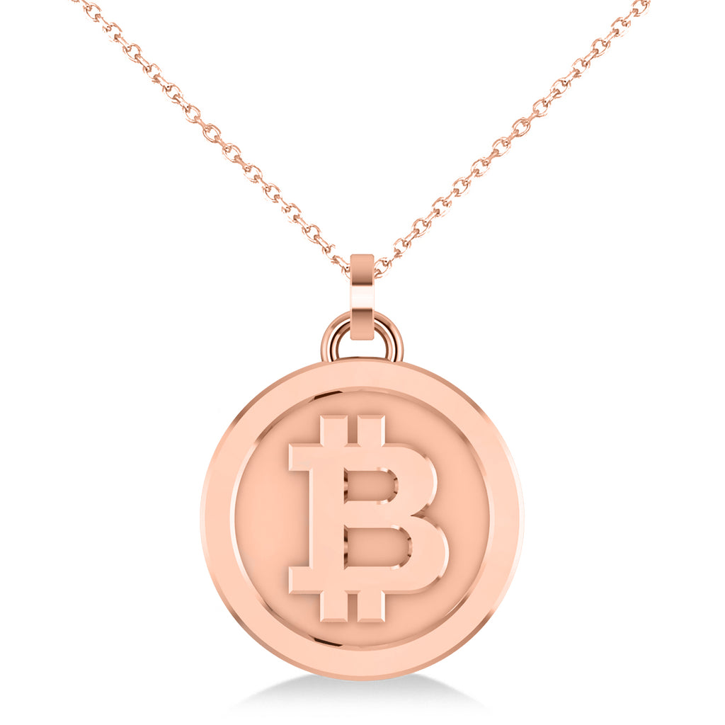 Medium Cryptocurrency Bitcoin Pendant Necklace 18k Rose Gold