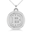 Medium Cryptocurrency Bitcoin Pendant Necklace 18k White Gold