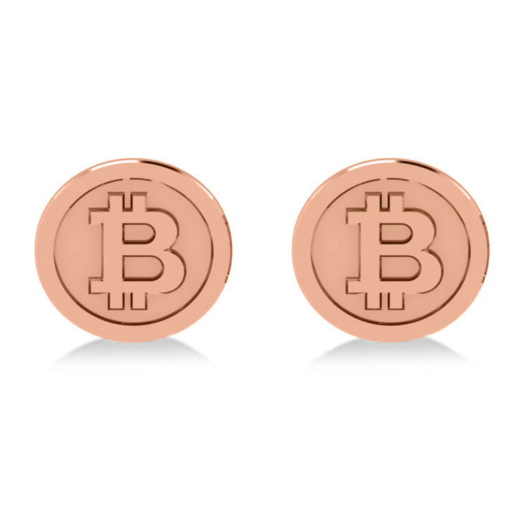 Cryptocurrency Bitcoin Cuff Link 14k Rose Gold