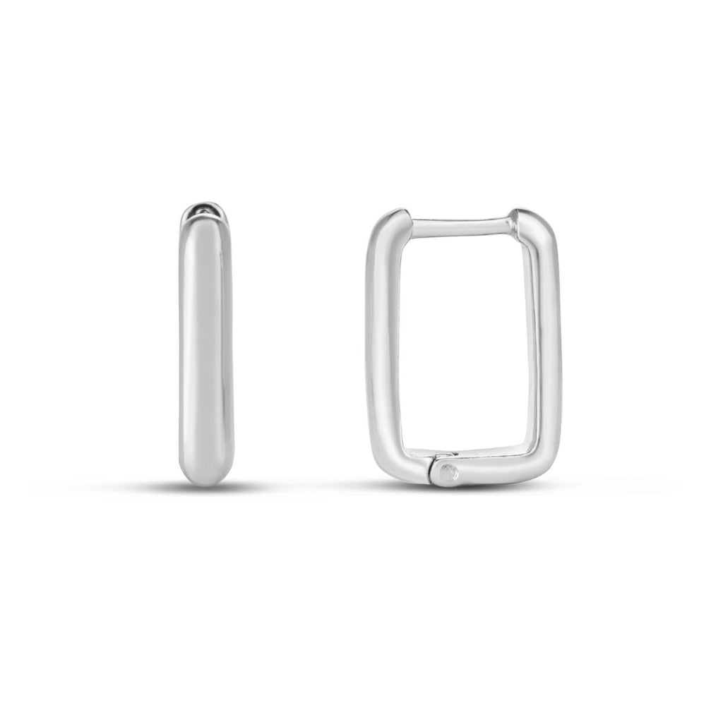 Rectangular Snap Hoop Earrings Sterling Silver