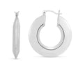 Large Puffed Round Hoop Earrings Sterling Silver