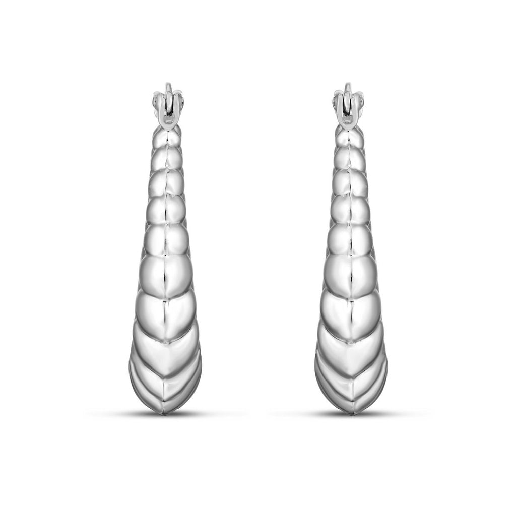 Graduated Ribbed Hoop Earrings Sterling Silver