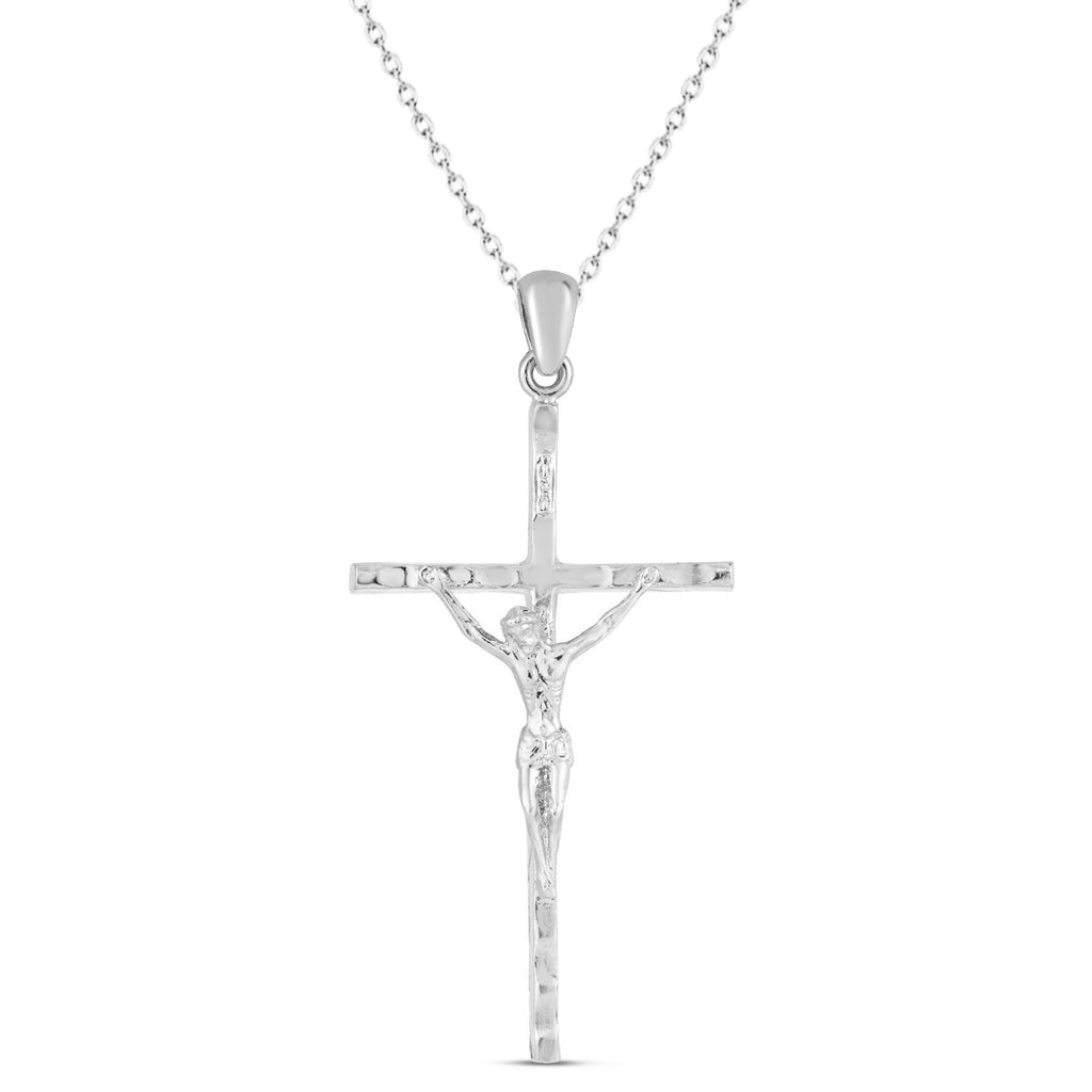 Crucifix Cross Charm Pendant Necklace Sterling Silver