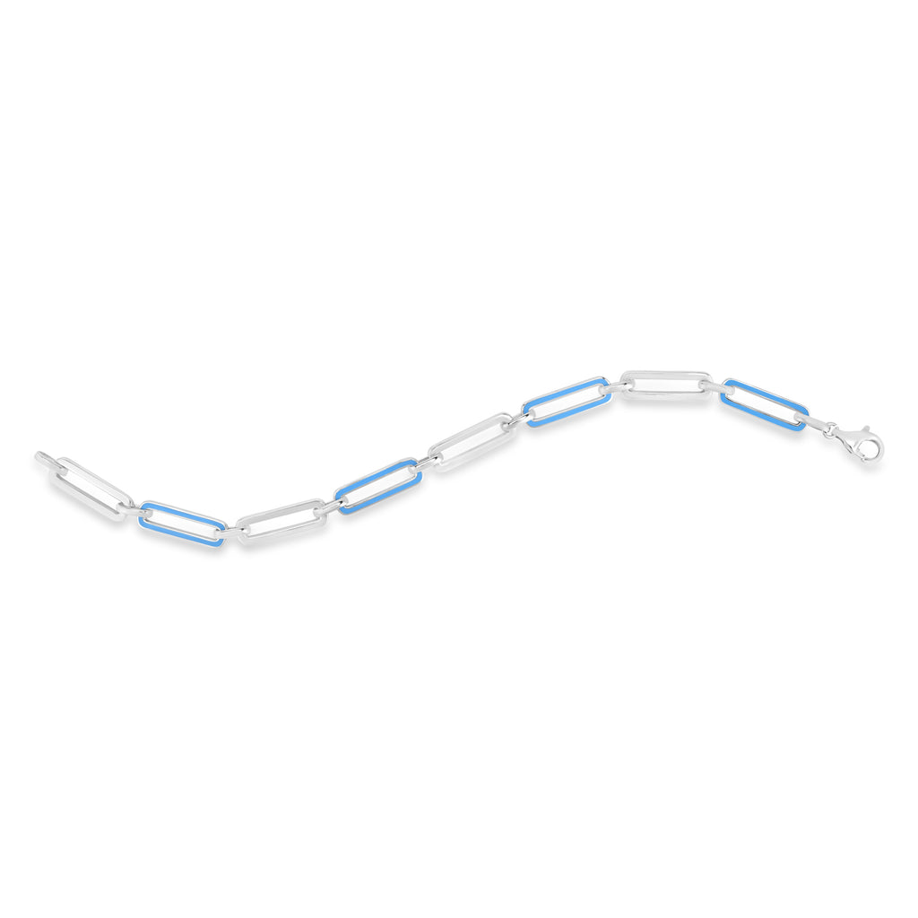 Enamel Paperclip Bracelet With Lobster Clasp Sterling Silver