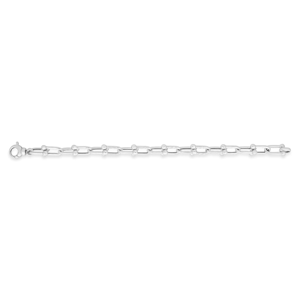 Paperclip Jax Link Bead Bracelet in Sterling Silver