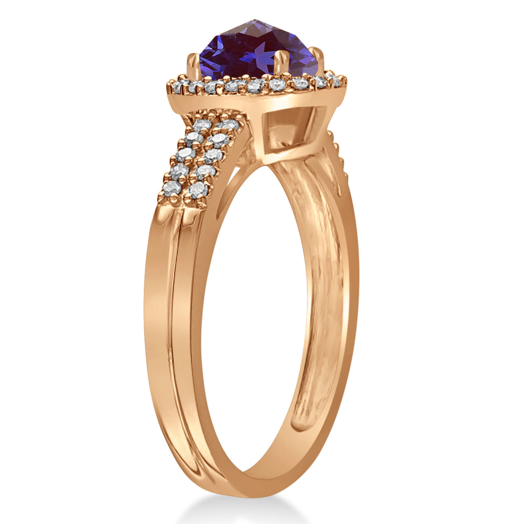 Lab Alexandrite & Diamond Oval Engagement Ring 14k Rose Gold (1.01ct)