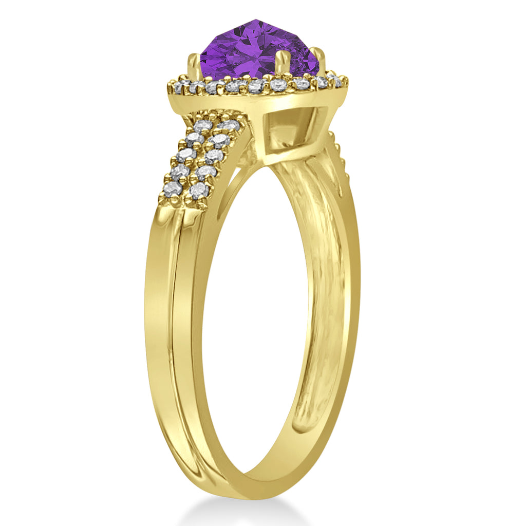 Amethyst & Diamond Oval Engagement Ring 14k Yellow Gold (1.01ct)