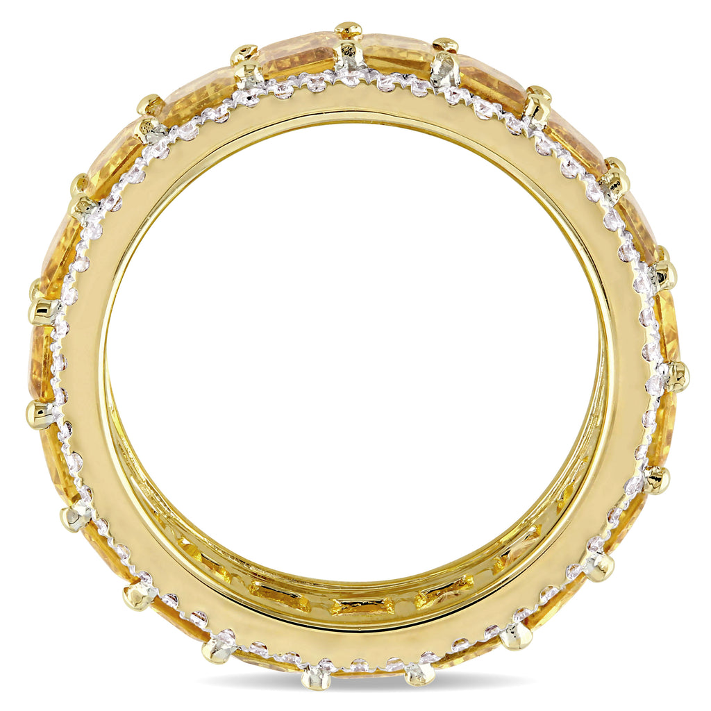 Emerald Cut Yellow Sapphire & Diamond Band 14k Yellow Gold (11.12ct)