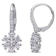 Round Cut Lab  Diamond Dangle Earrings 14k White Gold (1.83ct)